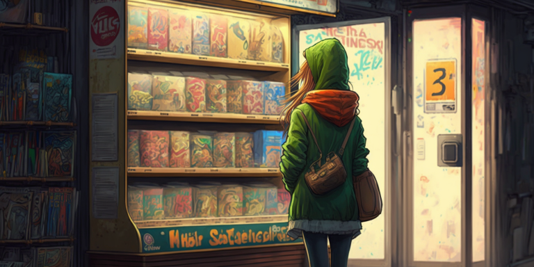 Contrepoints_A_woman_with_her_back_to_a_closed_video_game_shop._6ebe6ee9-1710-495e-8a33-b24fb2d1bcf3